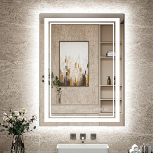Keonjinn LED Bathroom Vanity Mirror, Front Light & Backlit, 3 Color Temperatures, Anti Fog, Double Lights Strips - 1 of 4