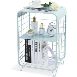 Cute Kids Pink Nightstand,Metal Side Table,3 Tier End Table with Storage,Vintage Bedside Table - 1 of 4