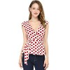 Allegra K Women's V Neck Sleeveless Self Tie Wrap Front Dotted Blouse - 3 of 4