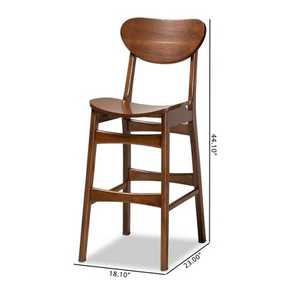 Katya Walnut Brown Adjustable Wood Bar Stool Set