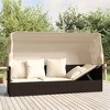 vidaXL Patio Lounge Bed with Roof & Cushions - Poly Rattan Outdoor Furniture, Adjustable Recliner, Brown/Cream White - 2 of 4