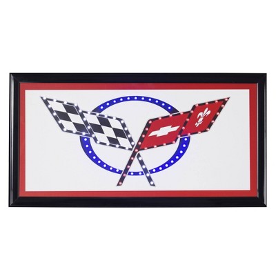 Chevrolet Corvette Logo Framed LED Sign White/Red - Crystal Art Gallery