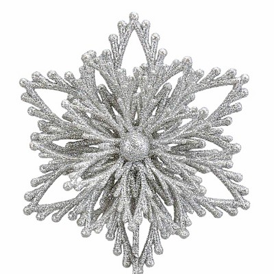 Silver Glitter Glass Snowflake Mini Tree Topper