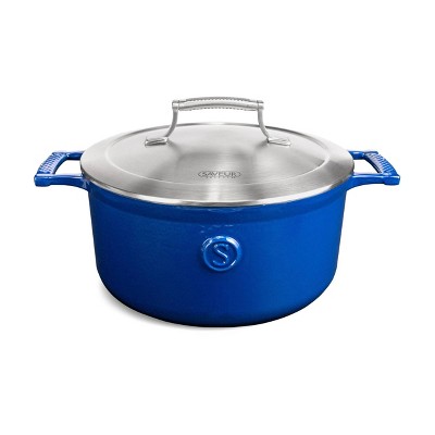 SAVEUR Selects Enameled Cast Iron Oval Dutch Oven 6 Quart, Saveur Blue