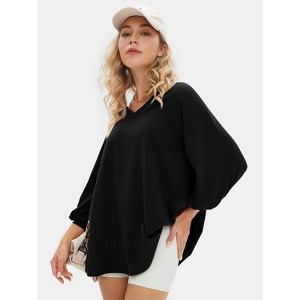 EXLURA Summer 3/4 Length Sleeve Womens Tops Casual Loose V Neck Tunic Tops Oversize T Shirts Solid Basic Tees Blouses 2025 - 1 of 4
