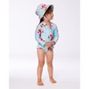 Deux par Deux Girl Printed One-Piece Rashguard with Frills Turquoise and Pink Flowers - 4 of 4