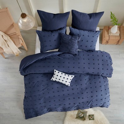Kay Full/Queen 7pc Cotton Jacquard Comforter Set Indigo Blue