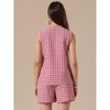 INSPIRE CHIC Women's 2 Pieces Shorts Suit Set Gingham Summer V Neck Sleeveless Waistcoats And Shorts - 3 of 4