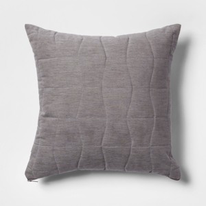 Quilted Geo Square Throw Pillow Gray - Project 62
