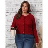 Plus Size Sweater Cardigan for Women - Ribbed Knit Open Front Long Sleeve Casual Outwear, Fall Winter Crew Neck Button Down - 3 of 4