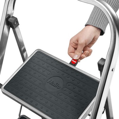 Hailo 3-Step Aluminum Folding Ladder with Non-Slip Black Steps