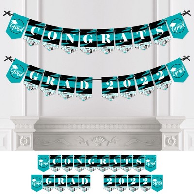 Big Dot of Happiness Teal Grad - Best is Yet to Come - Turquoise Graduation Party Bunting Banner - Party Decorations - Congrats Grad 2022