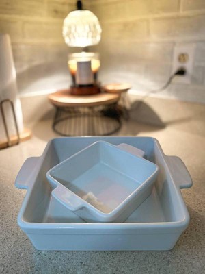 2pc Stoneware Square Baking Dish Set Cream - Figmint™