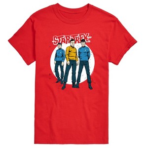 Men's - Star Trek - Galaxy Captain Kirk Spock Crew Short Sleeve Graphic T-Shirt - 1 of 4