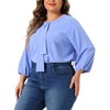 Agnes Orinda Women's Plus Size Chiffon Tie Round Neck  3/4 Sleeve Elegant Work Blouses - 2 of 4