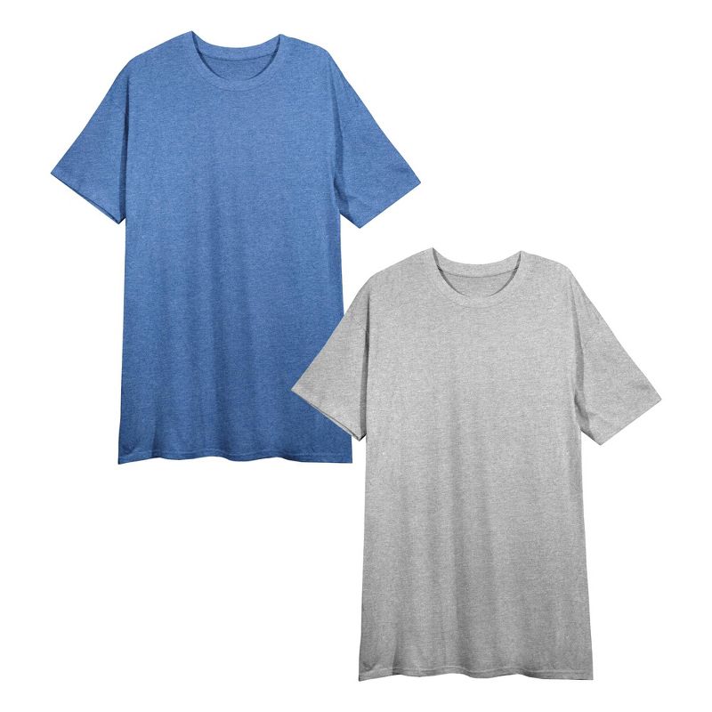 Women's Gray and Blue 2-Pack Crew Neck Short Sleeve Night Shirt-XL, 1 of 4