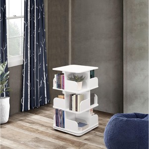 Kings Brand Furniture - 3-Tier Revolving Bookcase Bookshelf, Media Storage Cabinet - 1 of 4