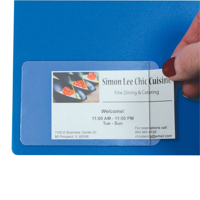 C-Line® Self-Adhesive Business Card Holder, Side Load, 2" x 3-1/2", 10 Per Pack, 5 Packs, 4 of 7