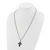 Chisel Stainless Steel with 14K Gold Accent Diamond with Black Enamel Cross Pendant on 24" Curb Chain Necklace - 4 of 4