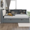 CAVINAS Twin Size Platform Bed Frame with 2 Under-Bed Drawers, Solid Pine Wood Storage Bed Frame, Velvet Upholstered Bed with Headboards for Bedroom - 2 of 4