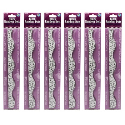 Ashley Productions® Magnetic Scallop Border, Black Messy Dots on White, 12 Feet Per Pack, 6 Packs