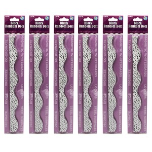 Ashley Productions® Magnetic Scallop Border, Black Messy Dots on White, 12 Feet Per Pack, 6 Packs - 1 of 3