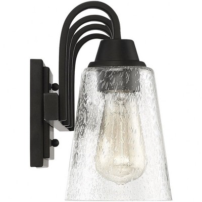 Espresso Brown 4-Light Wall Vanity with Clear Glass Shades