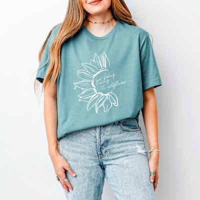 Simply Sage Market You Belong Among The Wildflowers Flower Short Sleeve Tee - L - Ocean