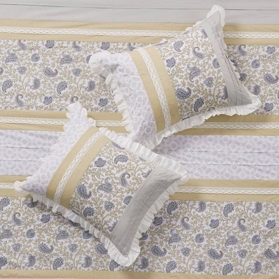 Queen Yellow Cotton Reversible 9-Piece Comforter Set