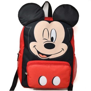 Mochila escolar de nylon 3D roja y negra de Disney Mickey de 16" para niños y niñas de 3+ años