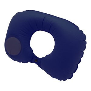 Unique Bargains Inflatable Travel Pillow Press to Inflate for Airplane Train Office - 1 of 4