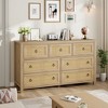 Freestanding Rattan Cabinet Dresser with Anti-Tip Design and Storage Drawer, Wooden Closet Dressers Chest for Bedroom, Living Room, Natural Wood - 2 of 4