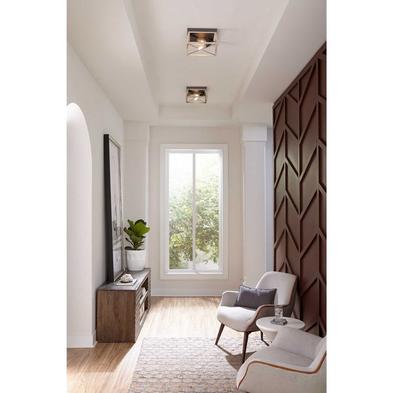 Progress Lighting Briarwood 2-Light Flush Mount, Graphite Finish, Faux-Painted Wood Enclosure, Canopy Included, 4 of 5