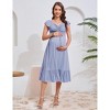 Women's Maternity Smocked Short Sleeve Summer Casual Boho Sweetheart Neck Drawstring Maxi Dress Photoshoot Baby Shower - 2 of 4