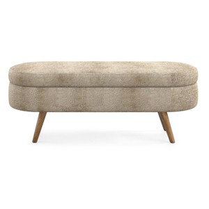 GlasFlength Ottomans and Benches Oval Storage Bench with Sturdy Wood Legs Simple Design for Contemporary Living Room Bedroom, Brown, 44"*16.15"*9.5" - 1 of 4