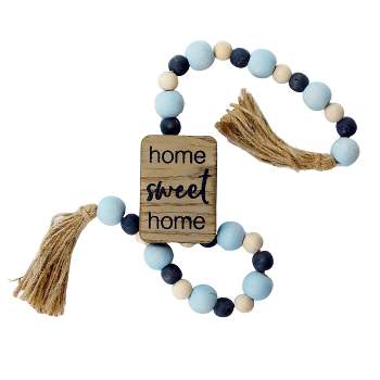 VIP Wood 26 in. Blue Home Sweet Home Decorative Tag on Beaded String