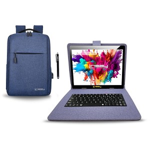 LINSAY 10.1" OCTA CORE 128GB STORAGE ANDROID 14 BUNDLE with DESIGNER CLOTH KEYBOARD CASE and STYLISH COMPACT BACKPACK and PEN STYLUS - 1 of 4
