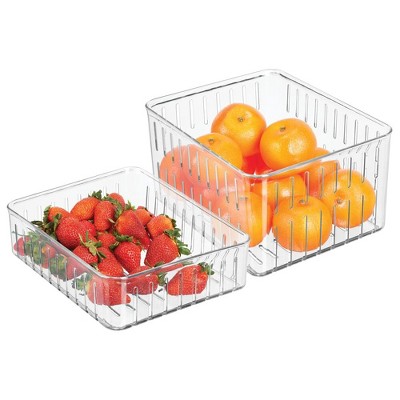 Mdesign Vented Fridge Storage Bin Basket For Fruit, Vegetables, 11 X 6 X 3,  4 Pack - Clear : Target