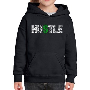LA Pop Art Girl's Word Art Hooded Sweatshirt - Hustle - 1 of 4