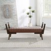 Airsurfer 54-inch Chestnut Brown Bench Modern Upholstered Bench Stylish Seating for Living Room or Entryway - 2 of 4