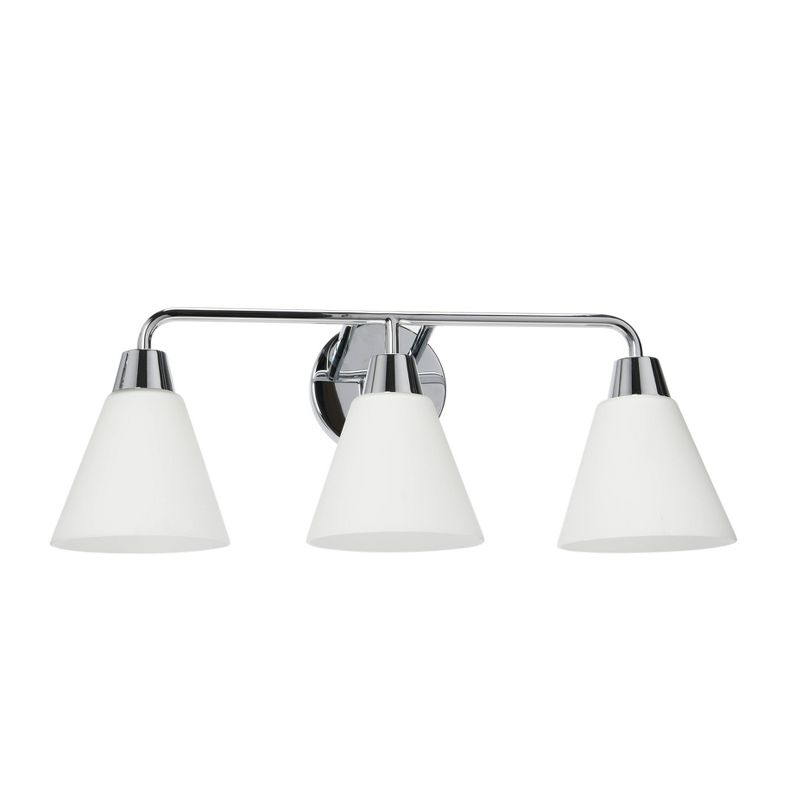 Robert Stevenson Lighting Robert Stevenson Lighting Brody Metal and Frosted Glass 3-Light Vanity Light Chrome, 3 of 7