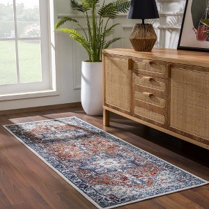 Hauteloom Cabacungan Blue & Rust Washable Area Rug - 1 of 4