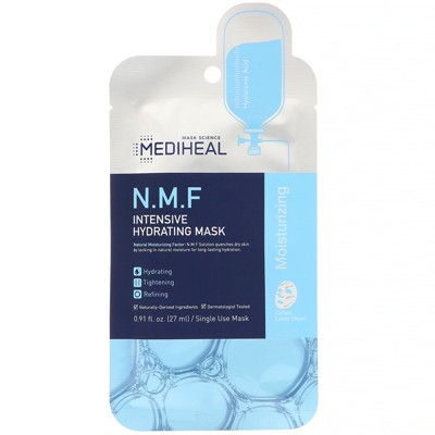 Mediheal K-Beauty Skincare, N.M.F Intensive Hydrating Beauty Mask, 5 Sheets, 0.91 fl oz (27 ml) Each