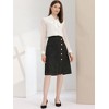 Allegra K Women's Plaid Tweed High Waist Button Decor Shiny Business Elegant Midi Skirt - 3 of 4