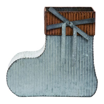 Transpac Metal 13.75 in. Multicolor Christmas Rustic Stocking Container