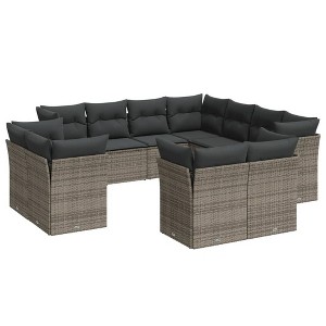 vidaXL Garden Sofa Set Grey PE rattan Large Modular Garden Sofa Set - 1 of 4