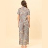 cheibear Women's Silky Short Sleeves Sleepshirt with Pants Sleepwear Pajama Set 2 Pcs - 3 of 4