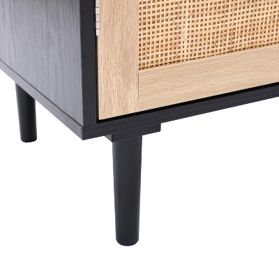 Black and Brown Wood 2-Door Freestanding Storage Cabinet