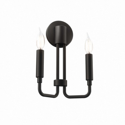 Modway Rekindle 2-Light Wall Sconce – Brass Mid-Century Fixture with White Shades for Bathroom or Hallway