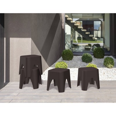 Mallorca Brown Stackable Resin Outdoor Accent Table Set